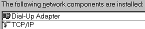 Minimum Network Components installed for PPP operation